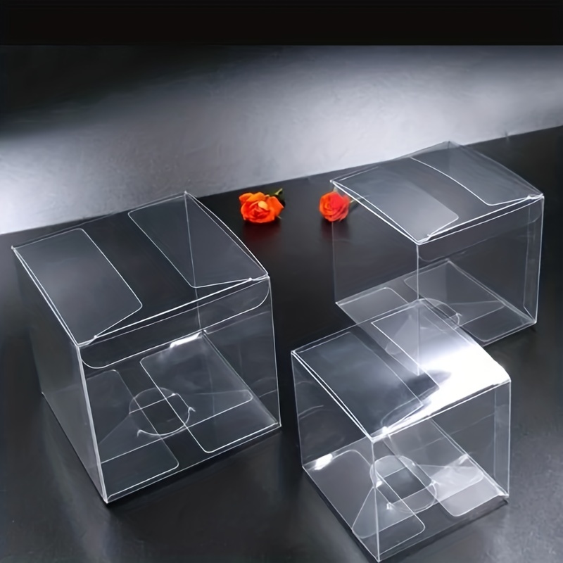20 Pcs Transparent Box Clear Boxes for Gifts Favor Small Bulk Items Plastic  Dessert Containers Candy Square Bride