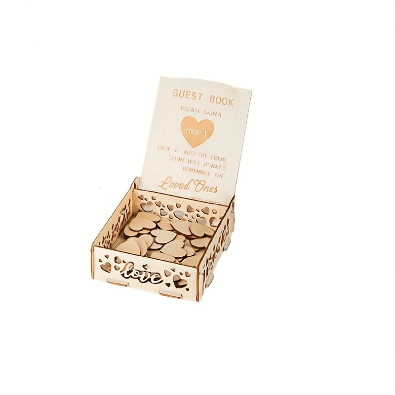 Wedding Guest Book Wooden Guest Sign In Book With Hearts Shape Wooden Chips  Storage Box Pens Wood Frame Drop Box Guestbooks Creative Wedding  Decorations For Reception Festival Creative Wedding Guest Book Wedding