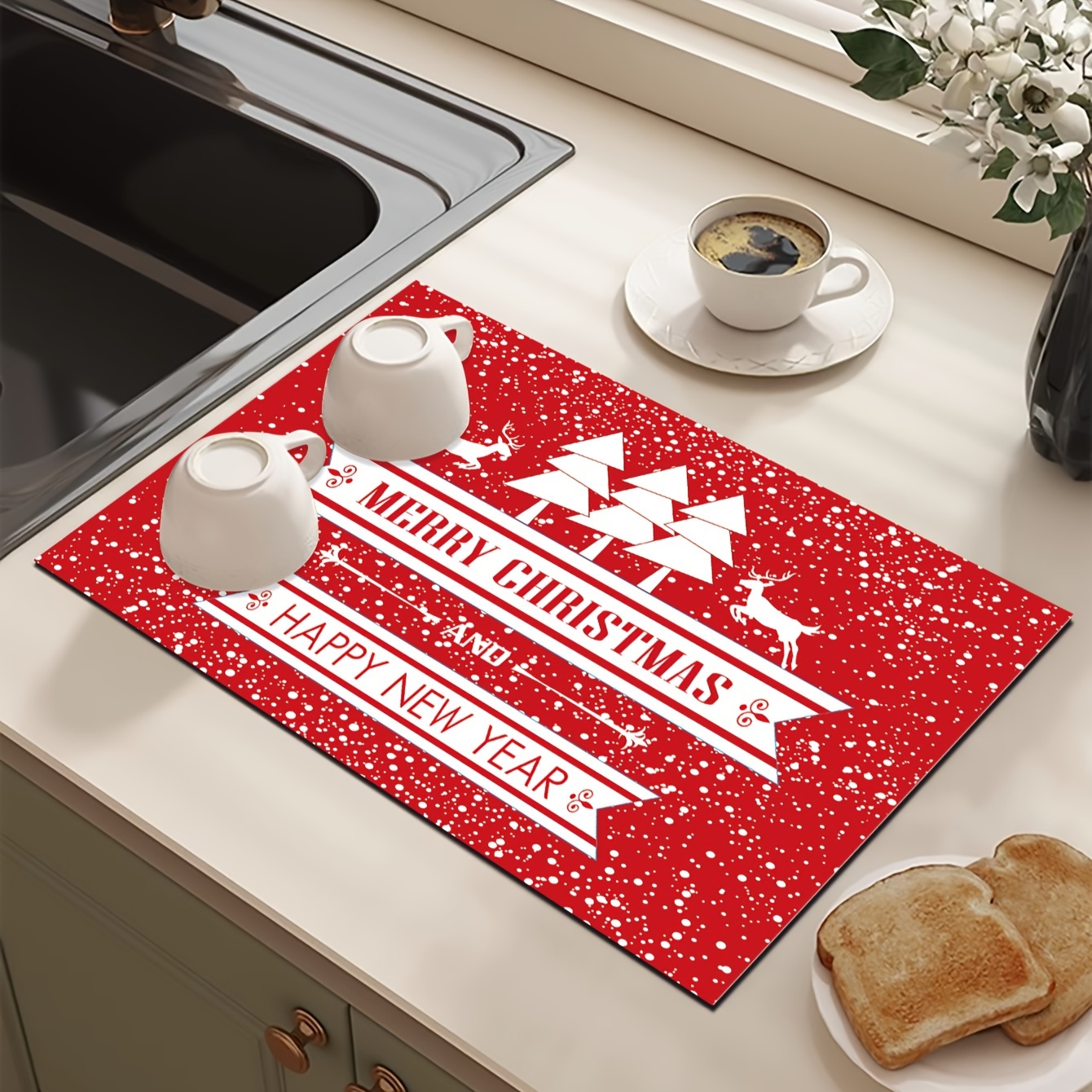 New Christmas Diatom Mud Faucet Absorbent Mat Kitchen - Temu Germany