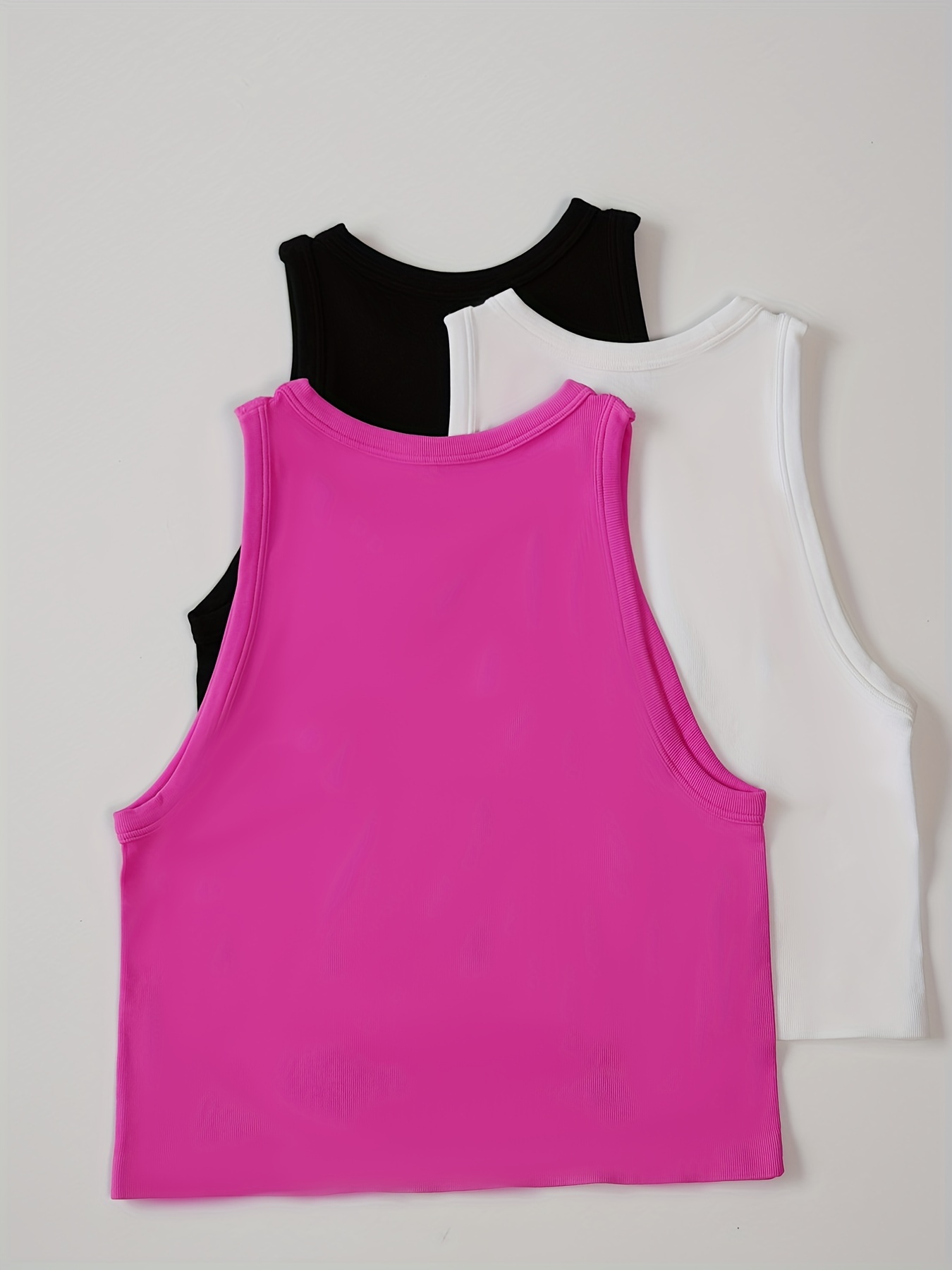 Women Summer Basic Pink Woman Clothes Crop Tank Top Balck and