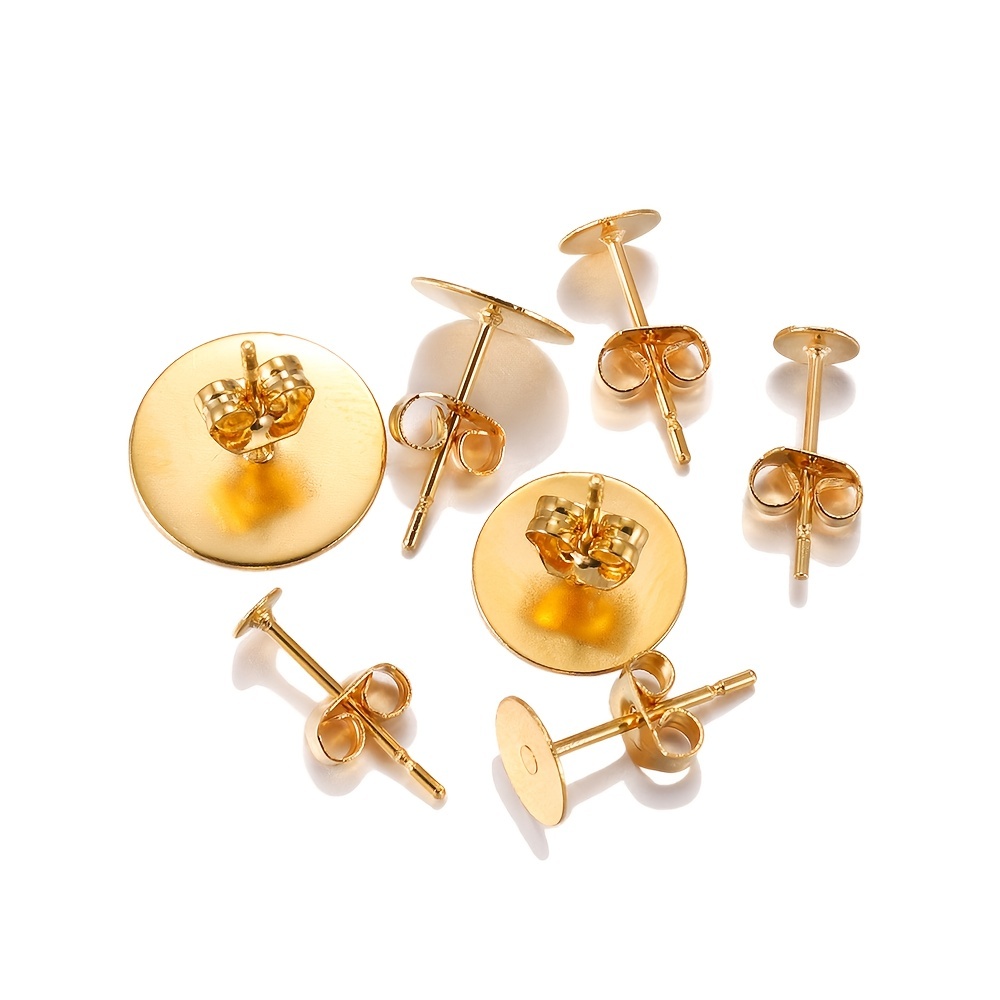 Gold Plated Stainless Steel Blank Post Earring - Temu
