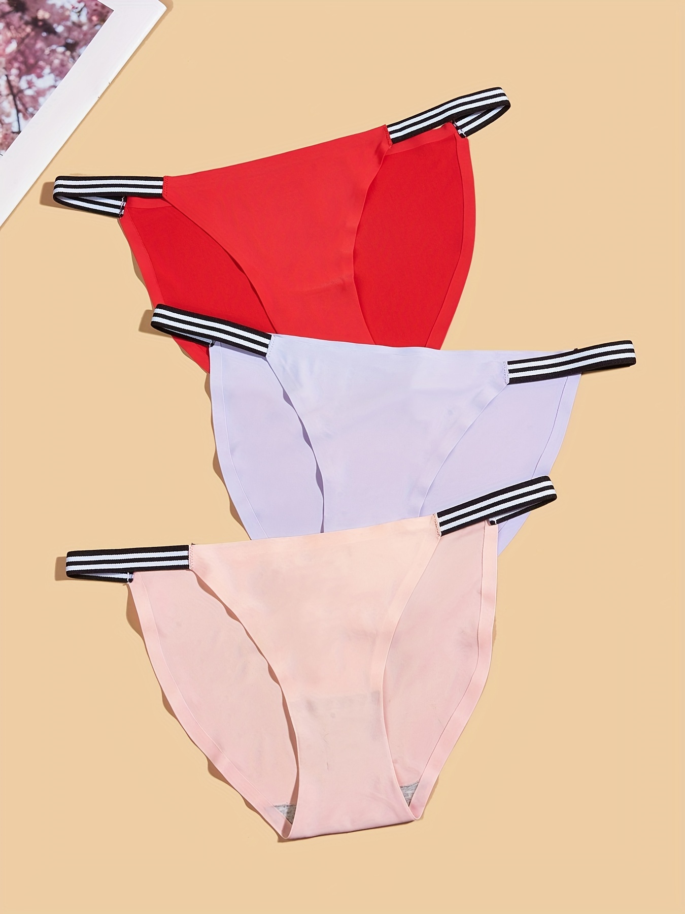 6 Pcs Women's Soft Cute English Belted Bikini Panties, Breathable Medium  Stretch Cotton Panties, Women's Lingerie & Underwear
