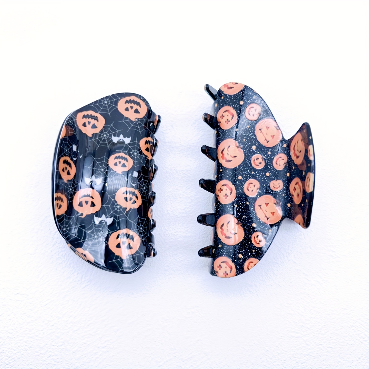1pc Women Halloween Printed Acrylic Hair Claw Clip With Pumpkin Pattern