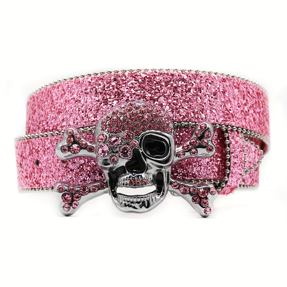 B.B. Simon Skull Red Blue Double Row Belt 28