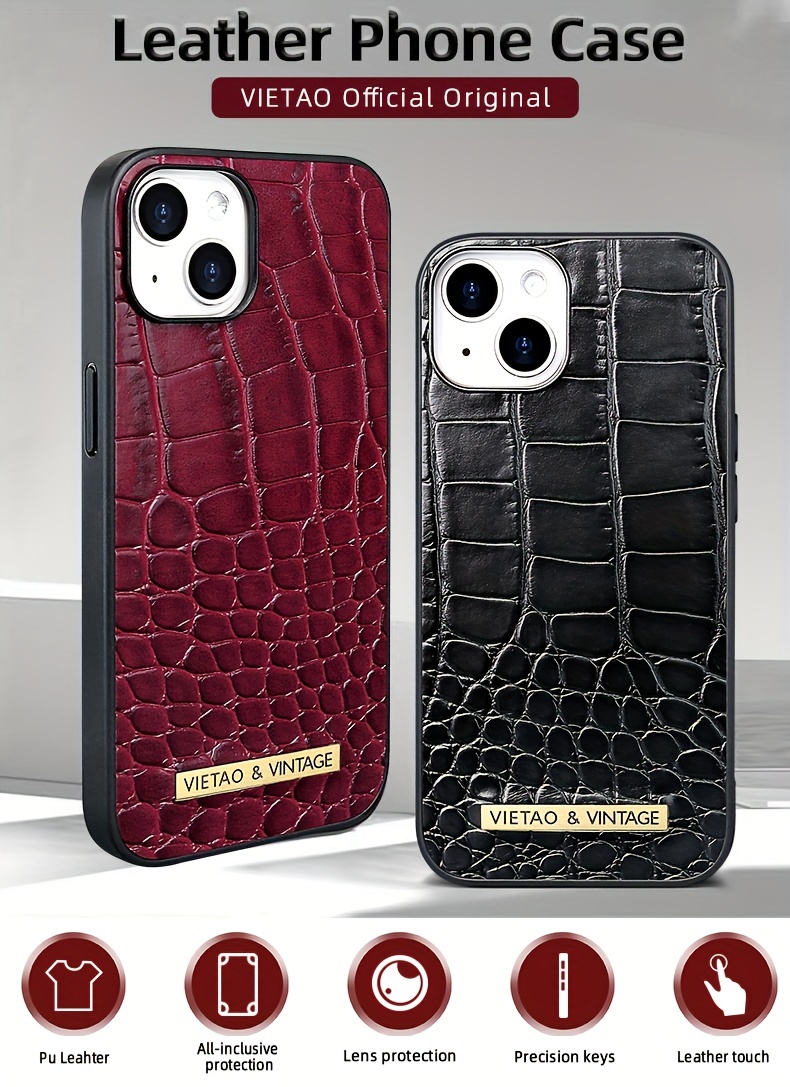 iPhone 12 Pro Max Leather Case Croco Red