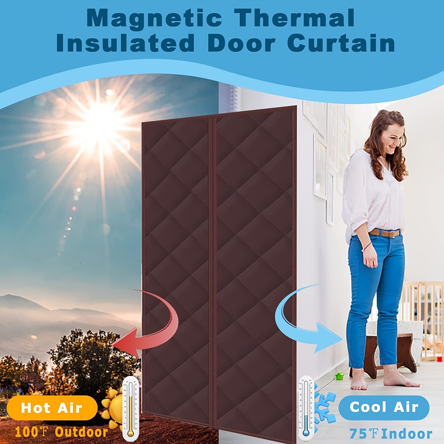 Magnetic Thermal Insulated Door Curtain Soundproof Door - Temu Mexico