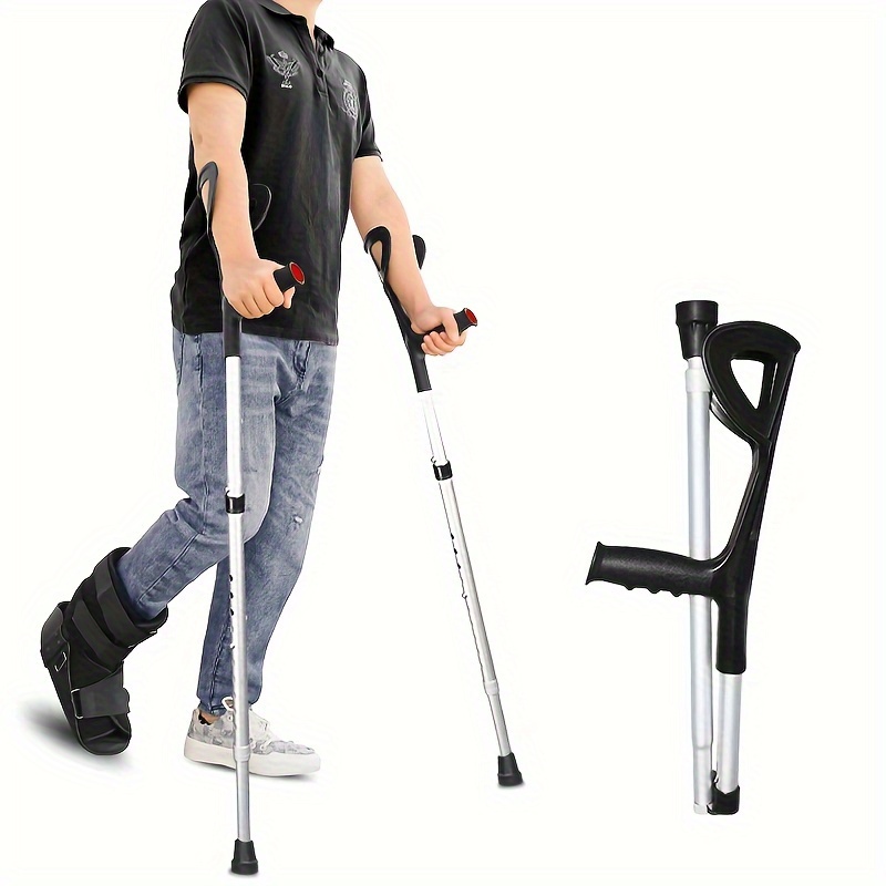 

1/2pcs Foldable And Portable Elbow Crutches For Young People With Fracture Rehabilitation, Lightweight And Adjustable Height Telescopic Aluminum Alloy Arm Crutches