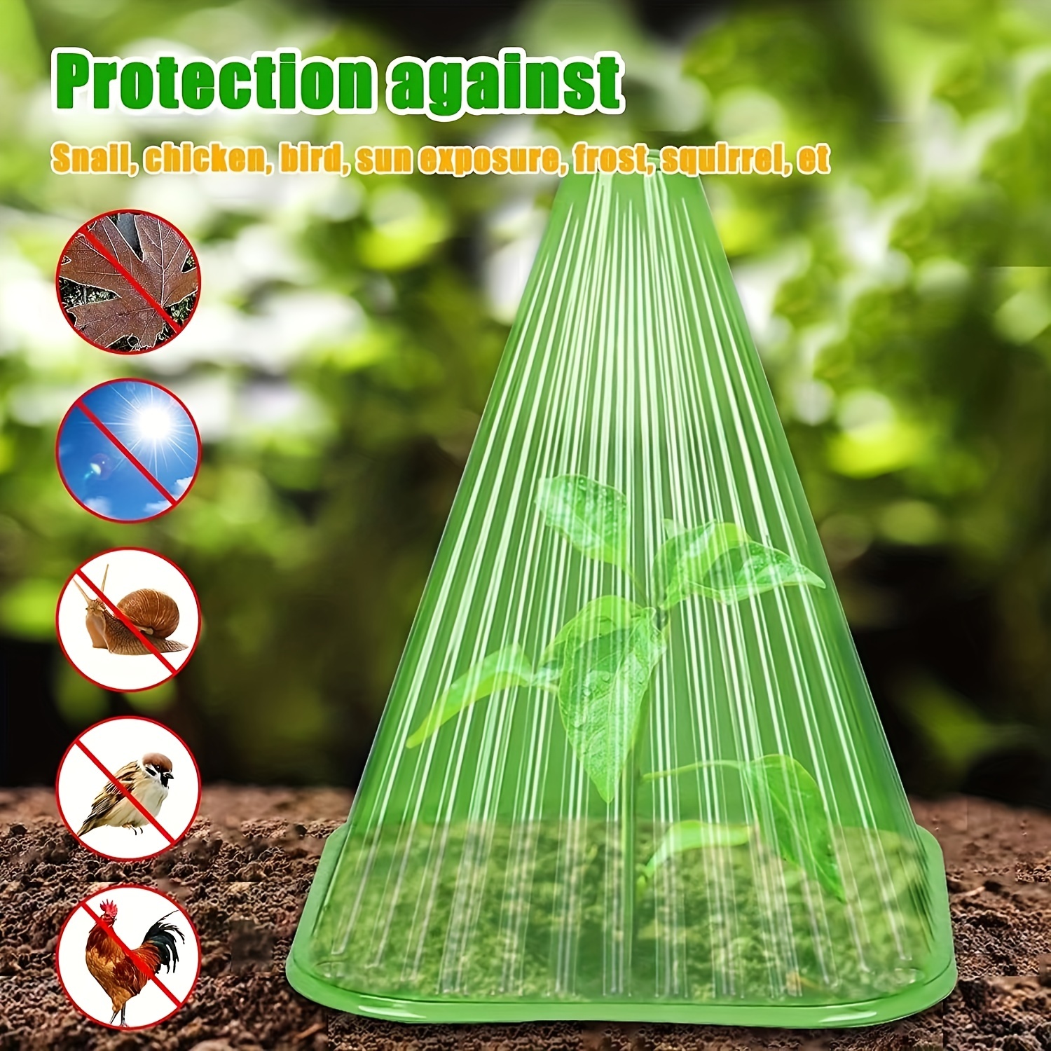

5/10pcs, Reusable Square Plant Bell Jars, Protect Plants From Birds, Frost, Snails, Transparent Green