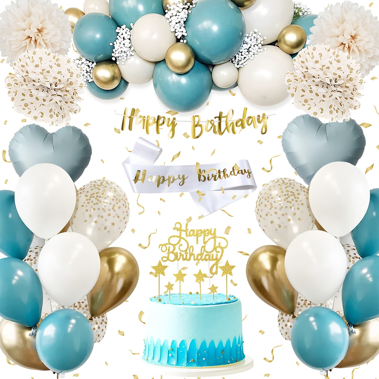 Décoration d'anniversaire 1 an garçon, décoration 1er anniversaire,  confettis bleu ballon pour fête d'anniversaire anniversaire anniversaire  d'enfants Joyeux anniversaire Decorati
