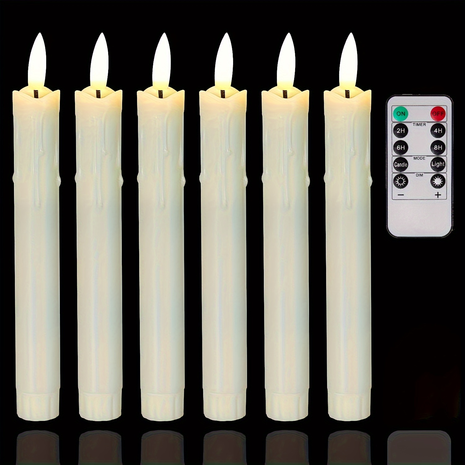 Lot de 6 bougies sans flamme vacillantes de 17,5 cm (beige) avec  télécommande, bougies de fenêtre LED à piles, minuterie, bougies sans flamme  en plastique