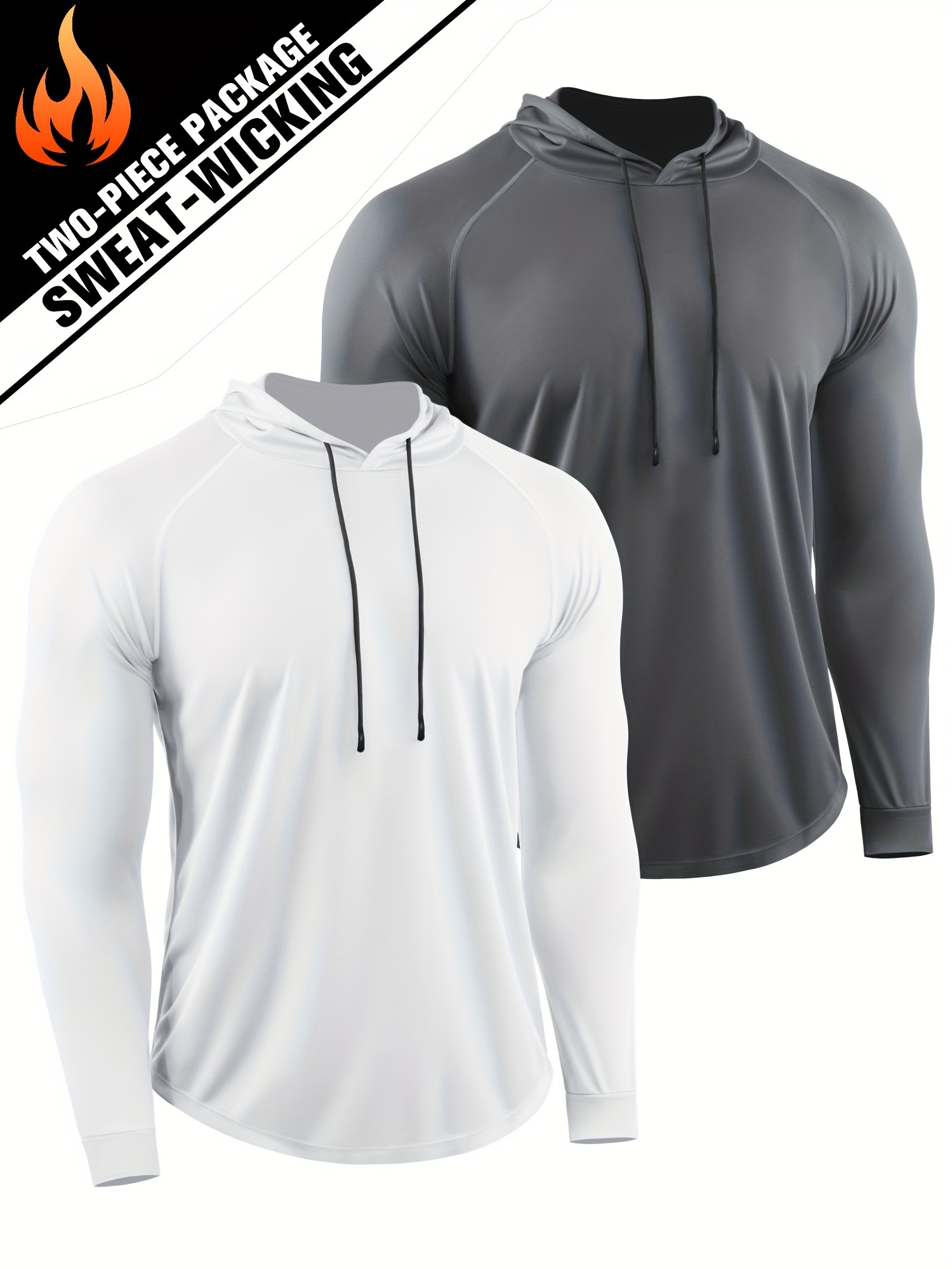 Men's Compression Hoodie Workout Gym Running Hooded Zip Up Long Sleeve  Shirts