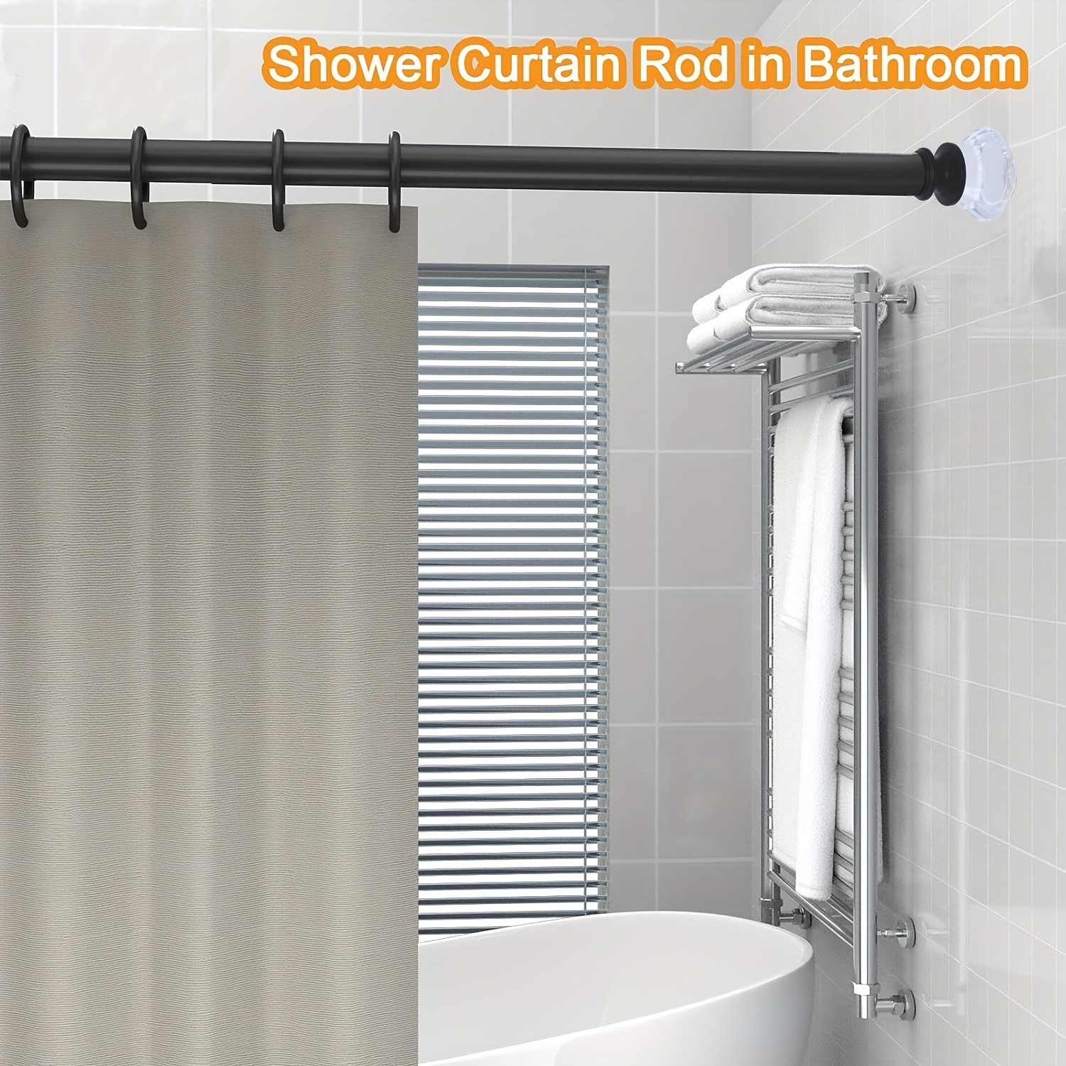 Barra de cortina de ducha de esquina curvada, extensible en forma de U,  barra de cortina de ducha de esquina para baño, barra de ducha ajustable de