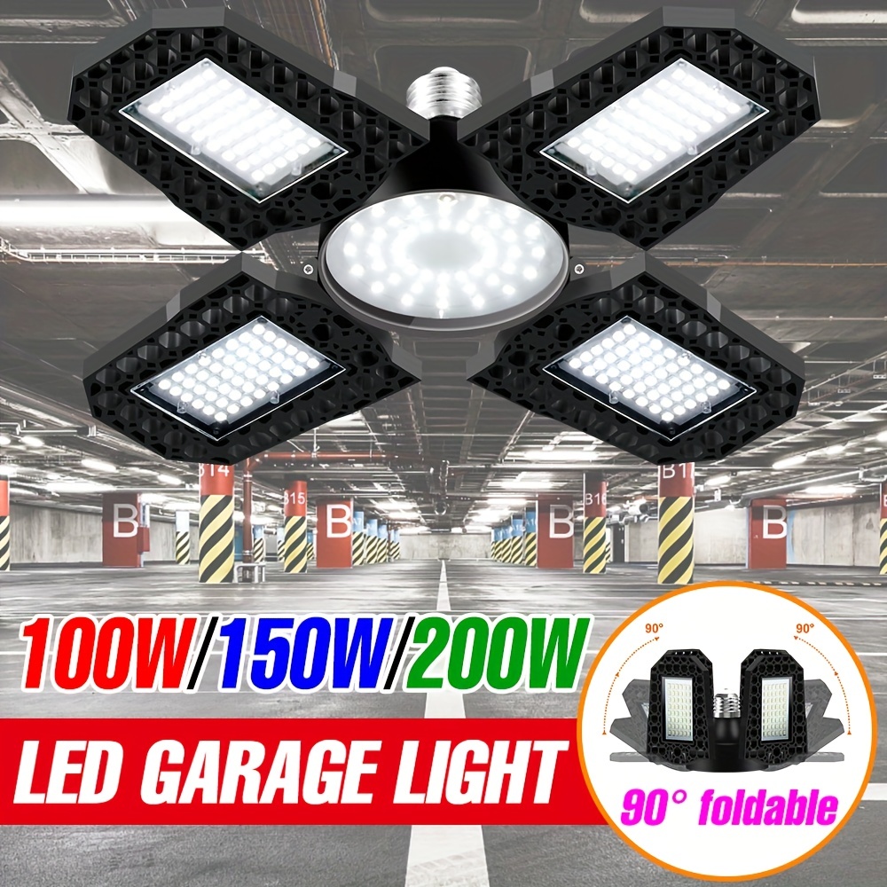 Lampe de garage à détecteur de mouvement, lumière de garage à DEL  déformable, 150 W, super lumineuse 15 000 lm avec mouvement, lumières de  garage ultra lumineuses à DEL activées par le