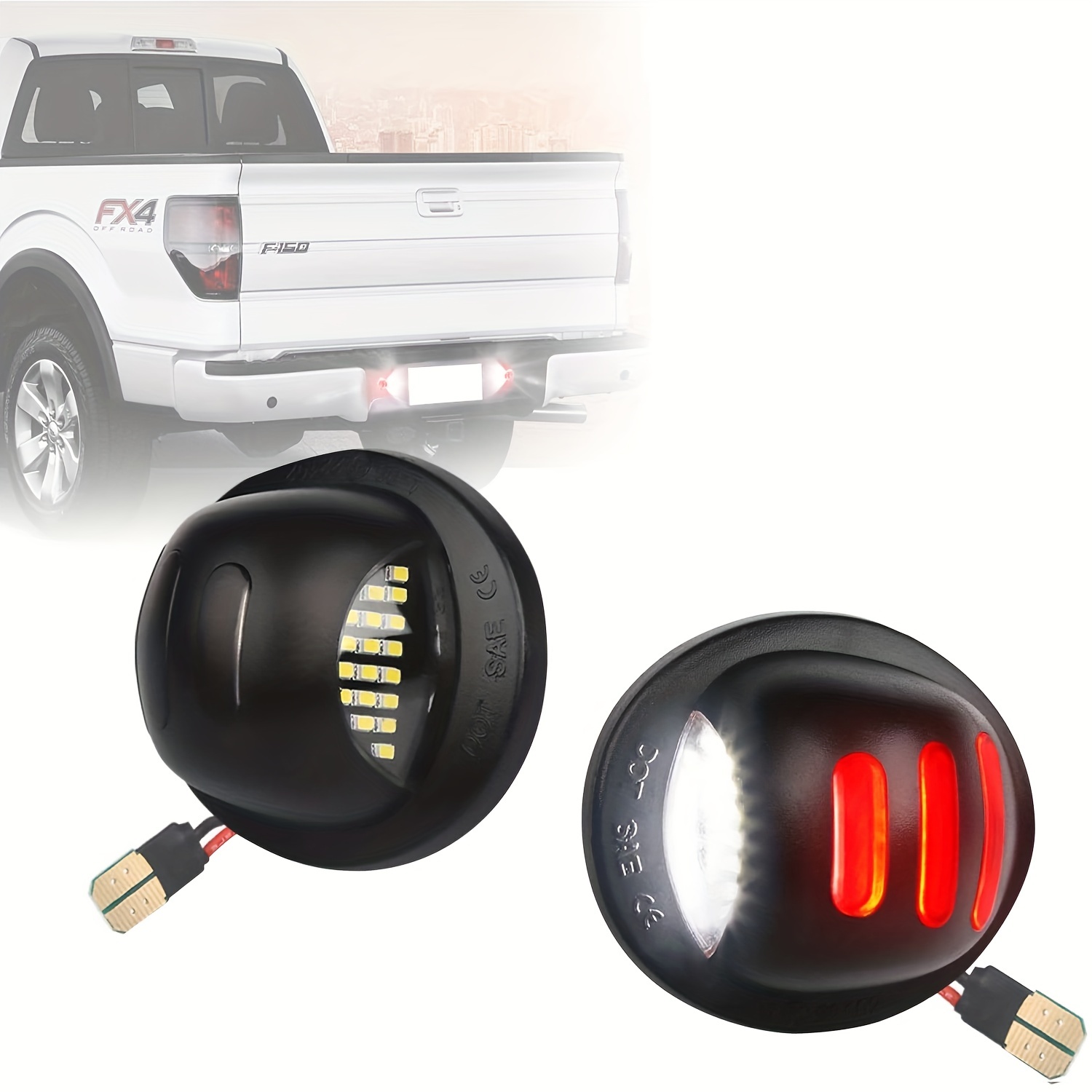Pair LED License Plate Lights Rear Bumper Tag for 1990-2014 Ford F-150  /Raptor