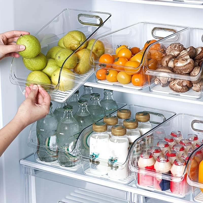 1pc, Refrigerator Organizer Bins, Clear Plastic Pantry Organizer Bins,  Organization For Fruit Snacks Pasta Pantry & Kitchen Organization,  Transparent