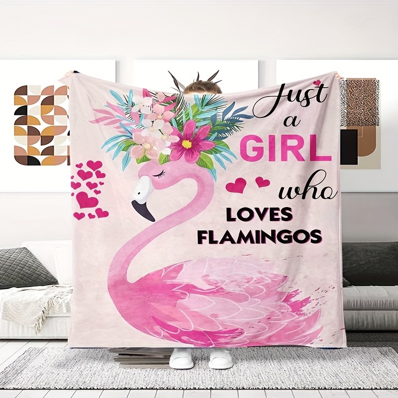 1pc Weiche Und Warme Flamingo Bedruckte Flanelldecke Für Sofas