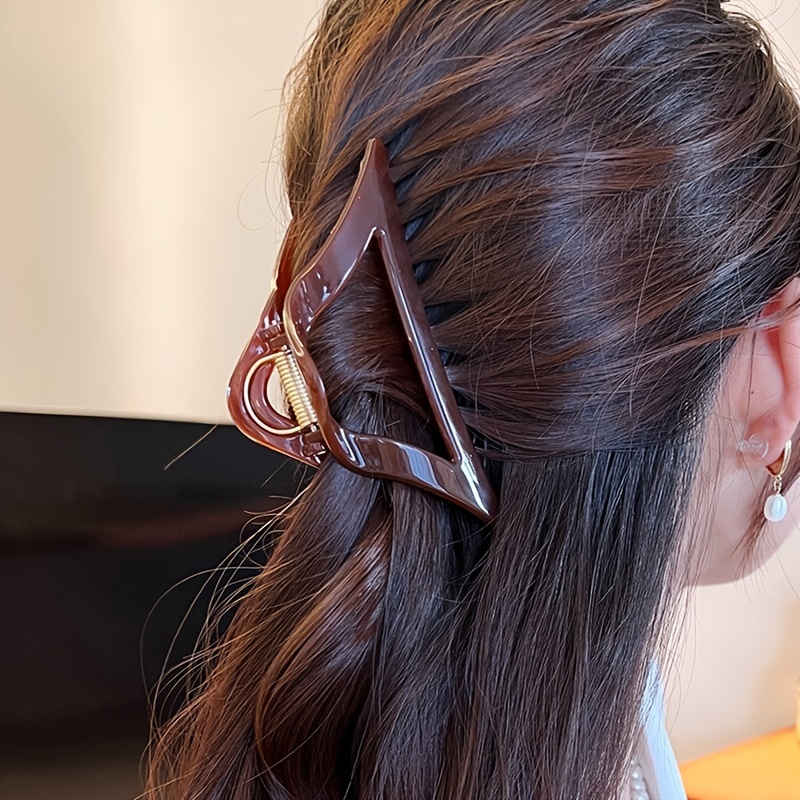 6 Pcs Glossy Triangle Hollow Hair Claw for Women
