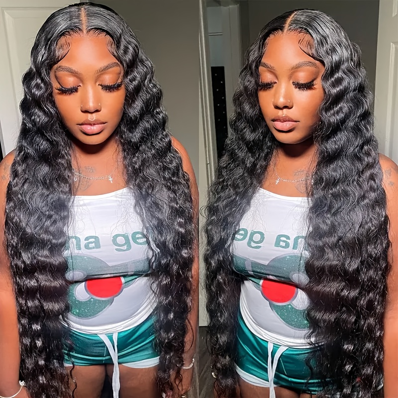 Deep Wave Lace Front Wigs Human Hair 13x4 Hd Transparent - Temu