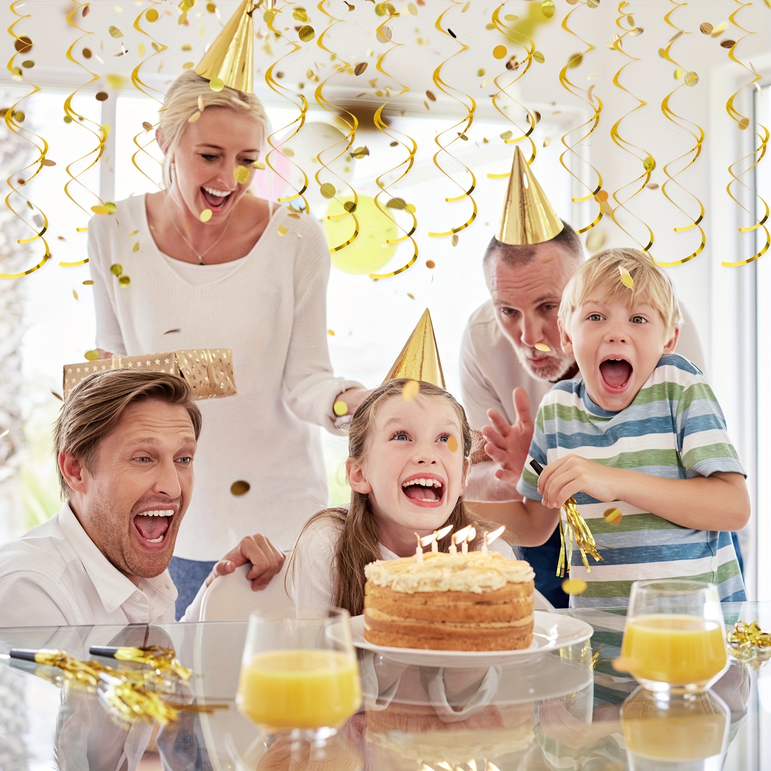 12pcs Golden Hanging Swirl Decorations for Party Ceiling Wedding