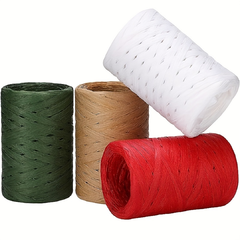 100 Yards/Roll 5mm Holiday Packing Raffia Paper Ribbon Red Green Kraft 3  Colors for Christmas Decoration Gift Wrapping DIY Craft - AliExpress