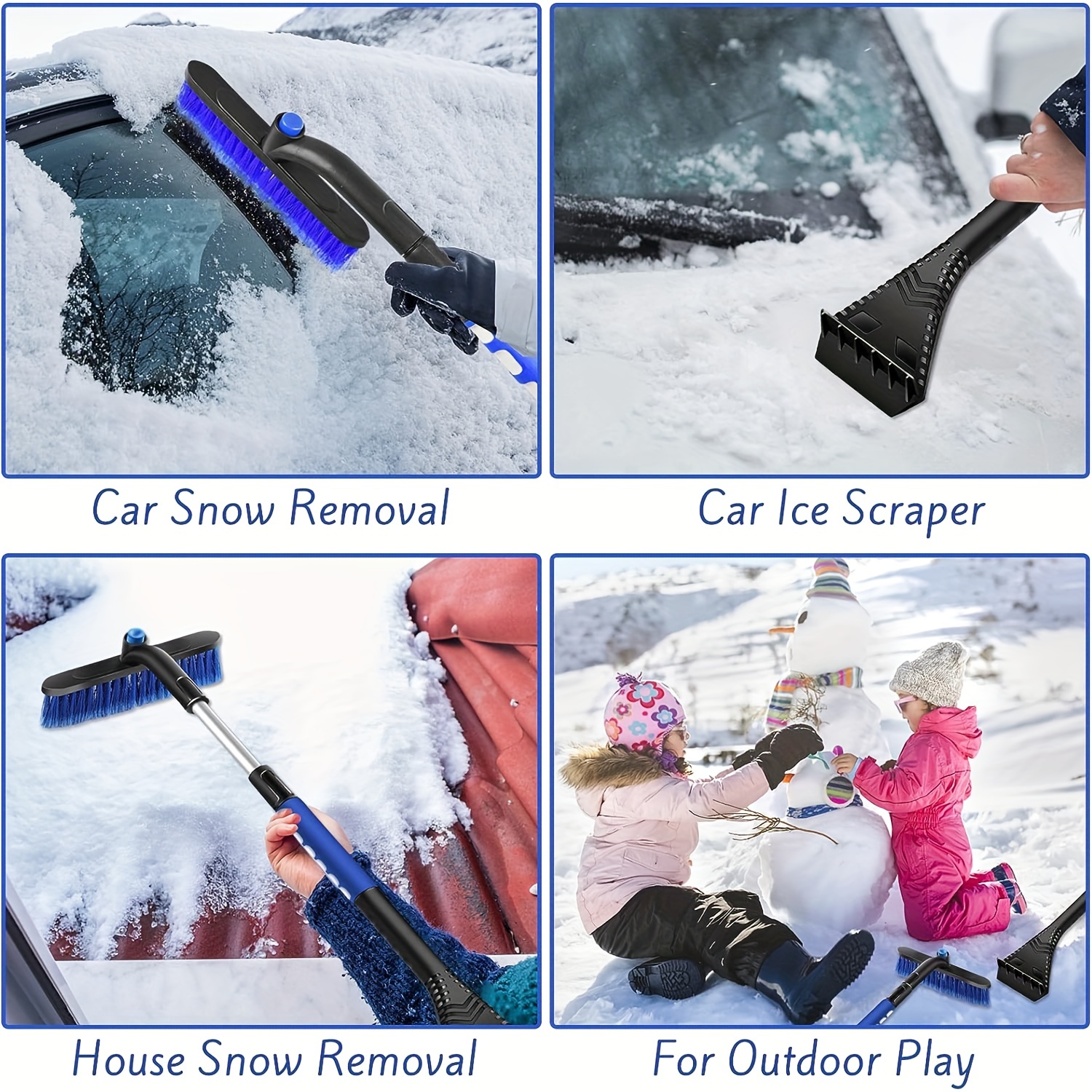 Grattoir à glace pour voiture, brosse à neige avec balai Grattoir à glace  pour voiture 3 en 1, pelle à neige, brosse à neige rétractable, brosse à  neige amovible avec tête de