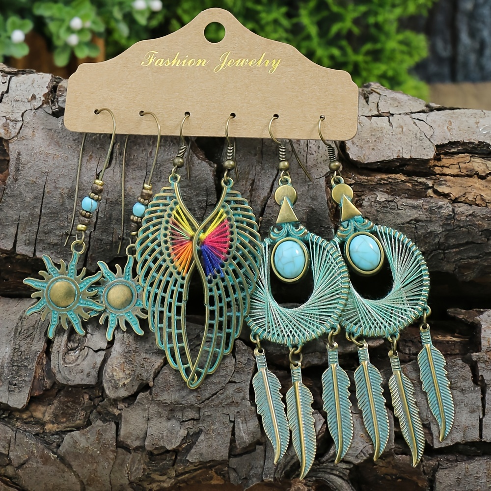 Long Bohemian Feather Earrings Vintage Jewelry Creative - Temu United Arab  Emirates