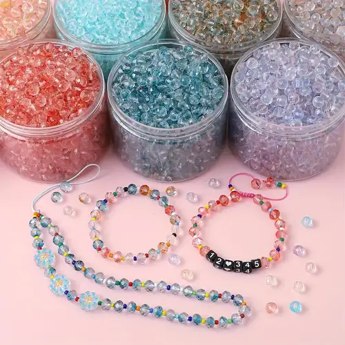 62pcs/set 0.314 Diameter Sparkling Clear Crystal Beads Faceted Glass Beads  Bulk Spacer Beads For DIY Bracelet Artificial Jewelry Making Accessories