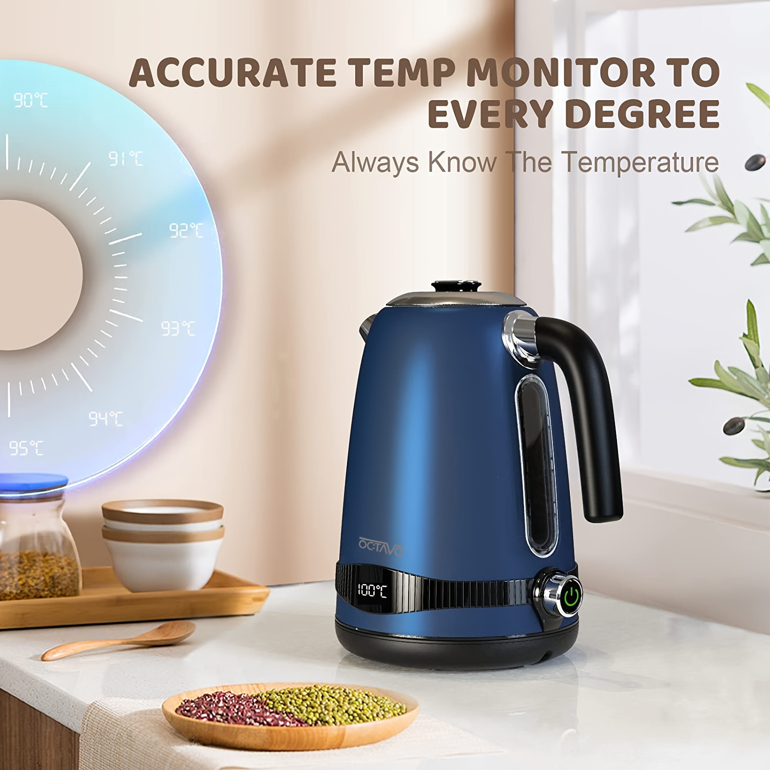 DEVISIB Electric Kettle Temperature Control 4Hours Keep Warm 2L