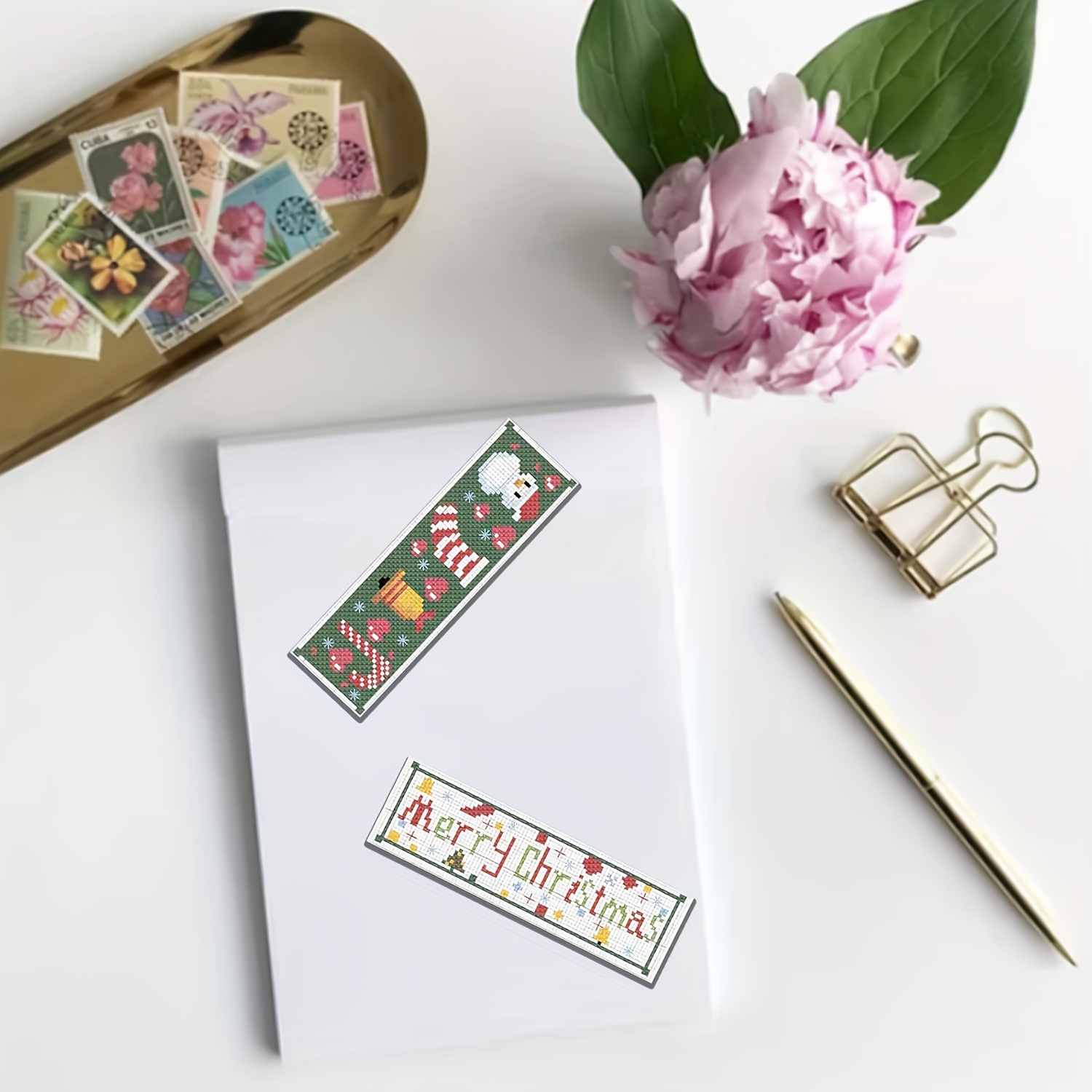 Kit Point De Croix Marque-pages Noël – 6 Motifs Casse-Noisette, Inclus Fil, Aiguilles, Instructions – Idéal Débutants, Activité Calme