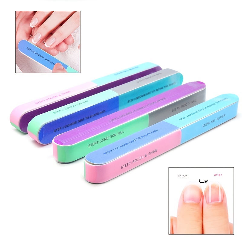 2 pcs Professional Multi-Function Nail File and Buffer Block with Sandpaper  for DIY Salon Manicure and Buffing Nails