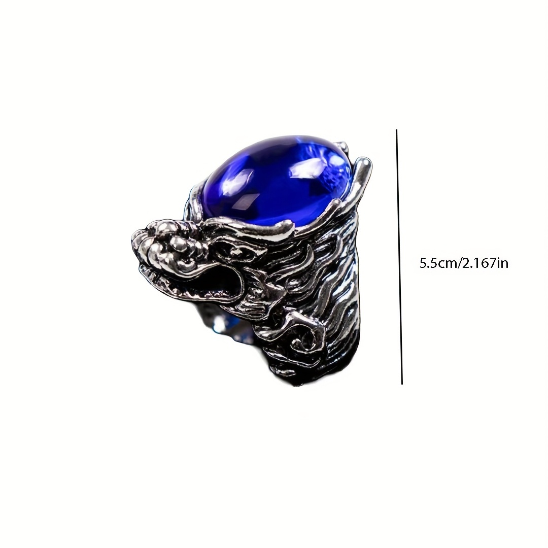 Men's Gemstone Dragon Head Ring