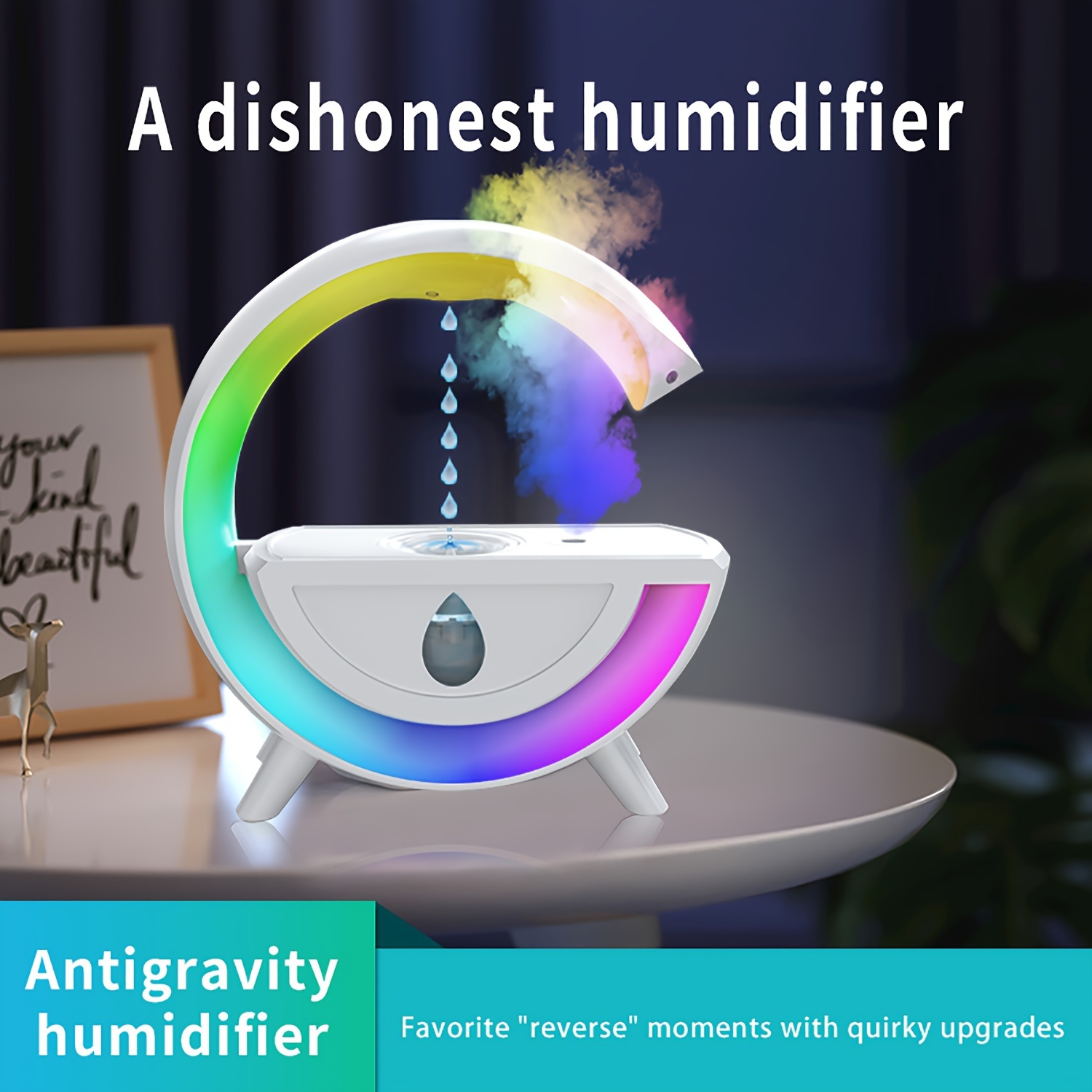 800ML anti-gravity water drop humidifier 2 Mode 4H power off protection  suspended water drop Ultrasonic cold fog machine Holiday humidifiers for