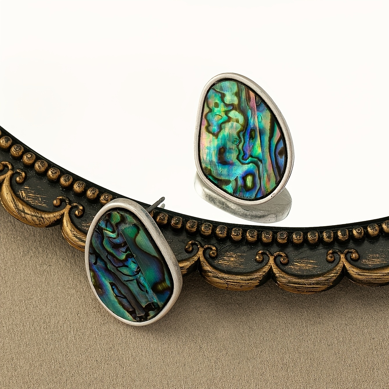 Colorful Abalone Shell Decor Round Dangle Earrings Retro Bohemian Style Zinc Alloy Jewelry Trendy Gift For Women Girls
