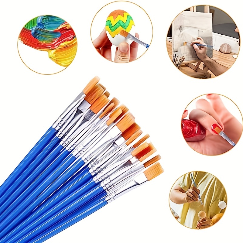 Small Paint Brushes Bulk, 50 Pcs Flat Tip Paint Brushes with round Acrylic  Paint Brushes Set Craft Brushes for Kids Classroom Acrylic Watercolor  Canvas Face Painting Touch Up