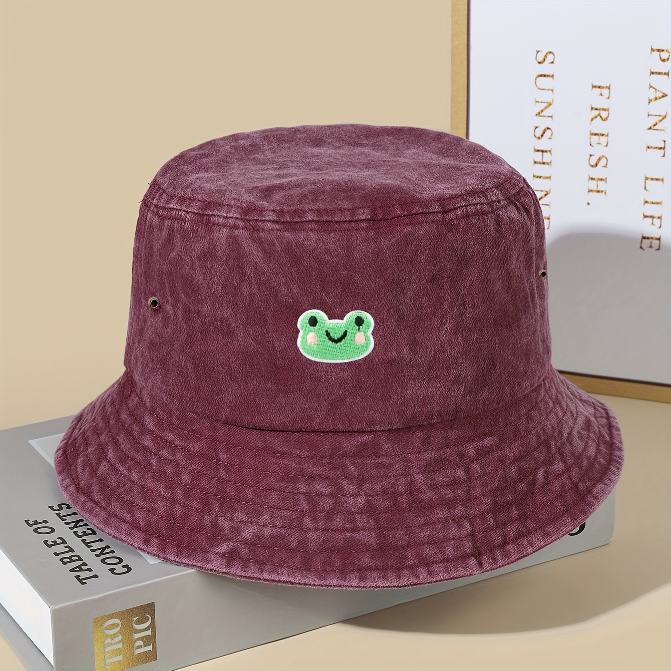 flouris Cute Frog Bucket Hat, Adults Cotton Sun Bucket Hat Tie Dye