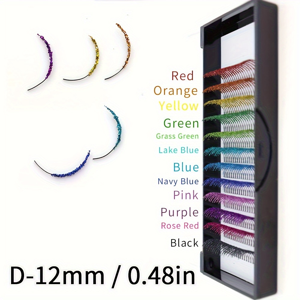 Mixed Color Glitter Eyelashes, Fairy Lash Extensions 12-color Cluster Sequined False Eyelashes Mixed Density D 20pcs Per Row, Holiday Banquet Performance Lashes