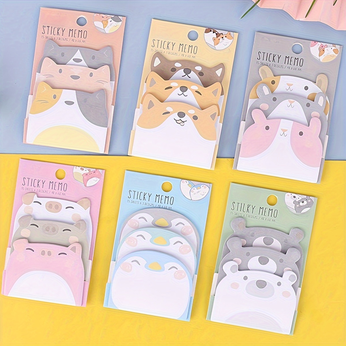 A Pack Of Creative Sticky Note Paper Cute Animal Shaped Sticky Note Cartoon N Times Sticky Note Book 15 Pages*3