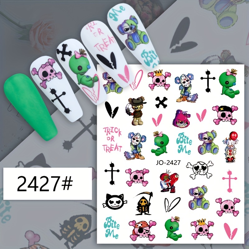 Halloween Nail Art Stickers - Ghost Pumpkin Cat Patterns