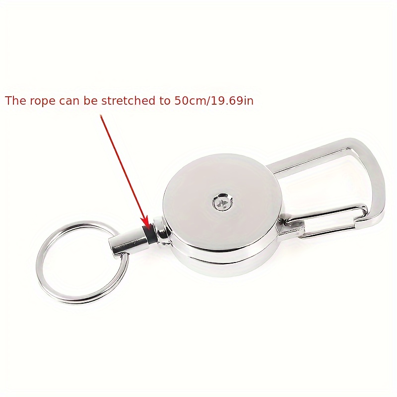 1pc Retractable Key Ring With 19 69inch String Portable Metal Carabiner Id  Card Badge Holder Keychain - Sports & Outdoors - Temu