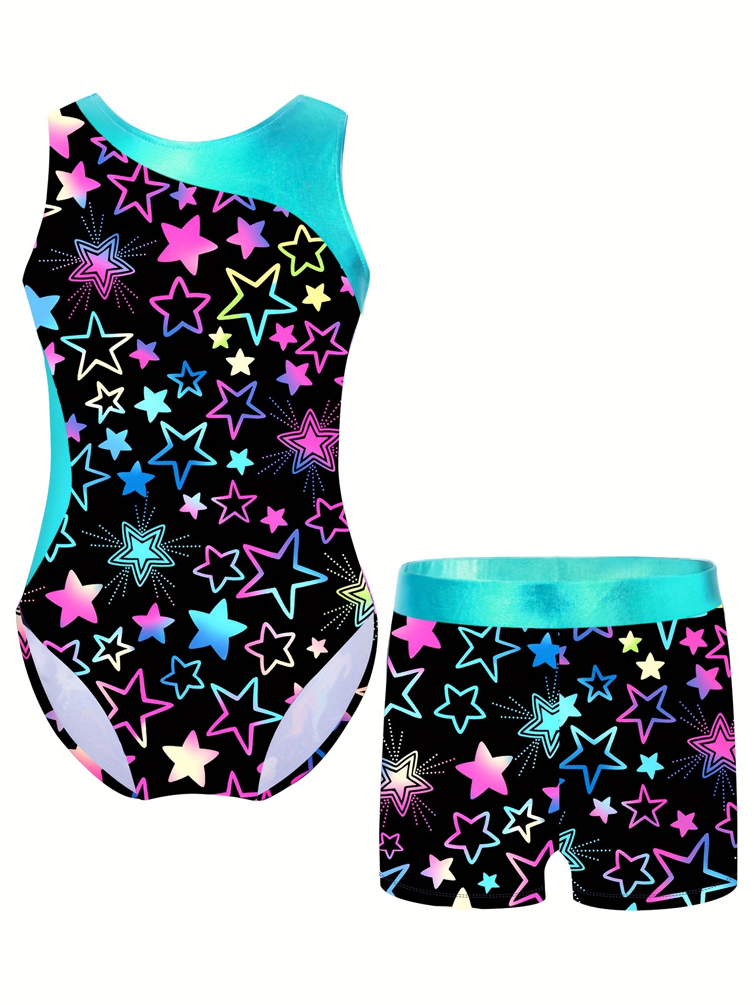 Girls 2-Piece Sports Dance Outfits Athletic Leotard and Gymnastic Leggings  Set
