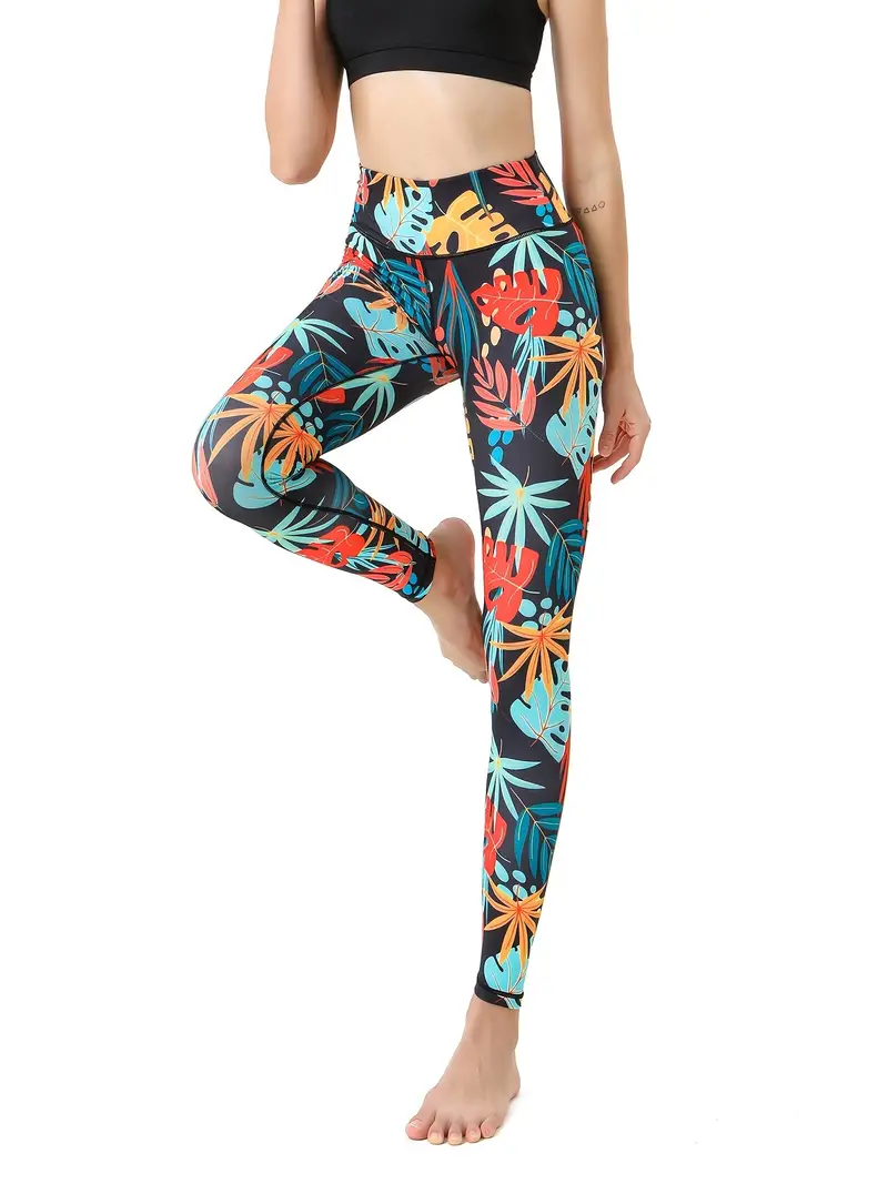 Floral Print Quick Drying Yoga Sports Legging Stretchy High - Temu Canada