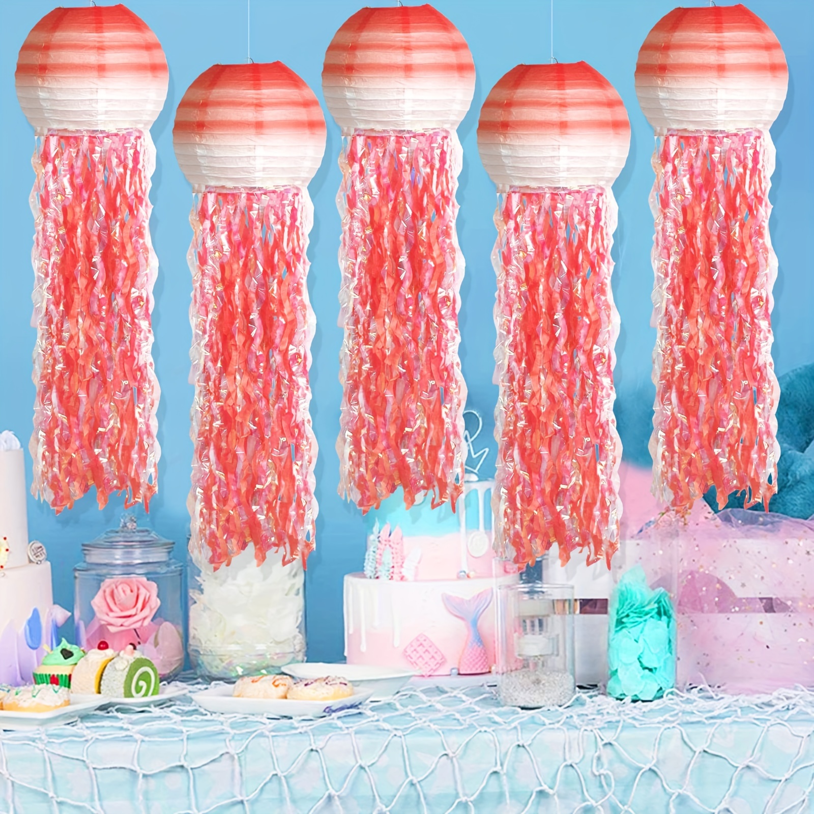 Hanging Jelly Fish Paper Lanterns Gradient Colorful Paper - Temu