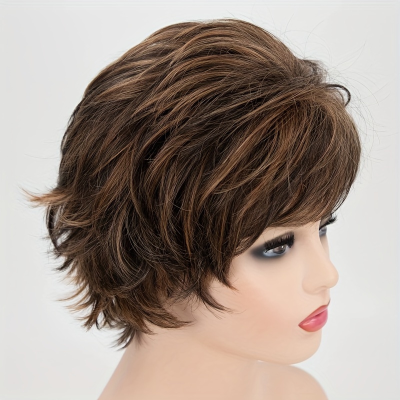 3 Colors Short Curly Wig With Bangs Natural Look Synthetic Wig