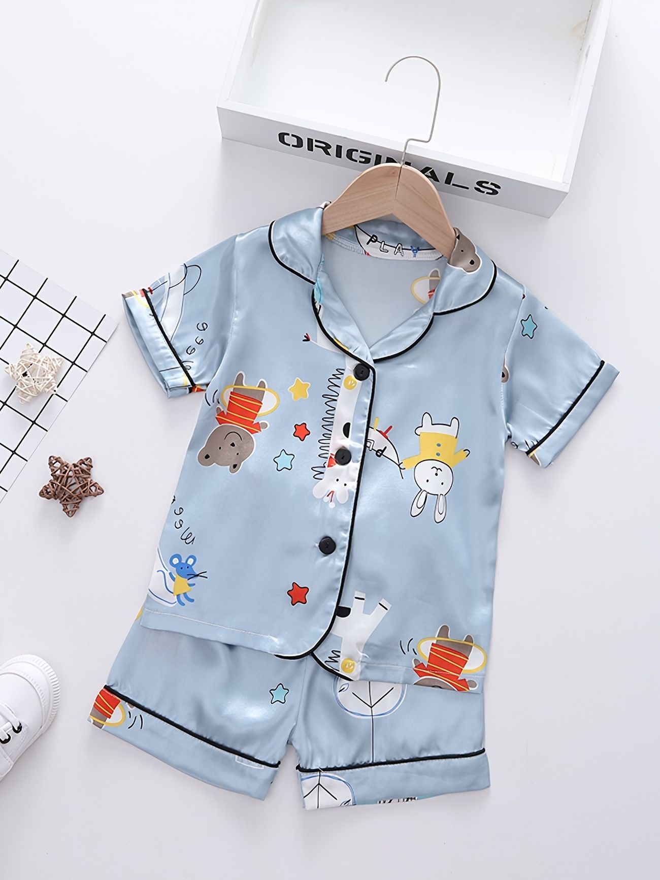 2pcs Girls Pajamas Family Outfit Cartoon Animals Graphic V Neck Button  Short Sleeve Top Elastic Waist Shorts Set Kids Summer Clothes - Clothing,  Shoes & Jewelry - Temu