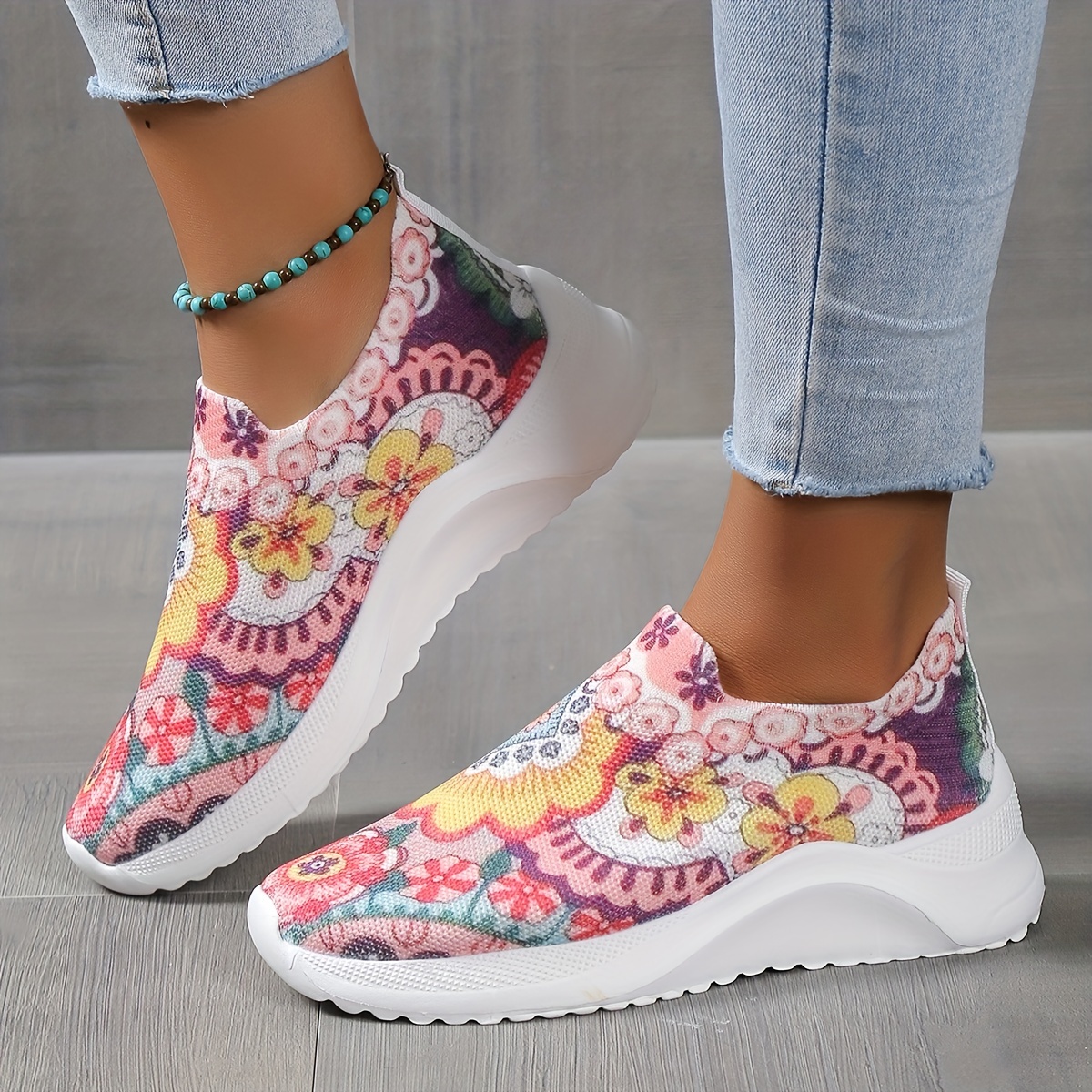 Patterned slip hot sale on sneakers