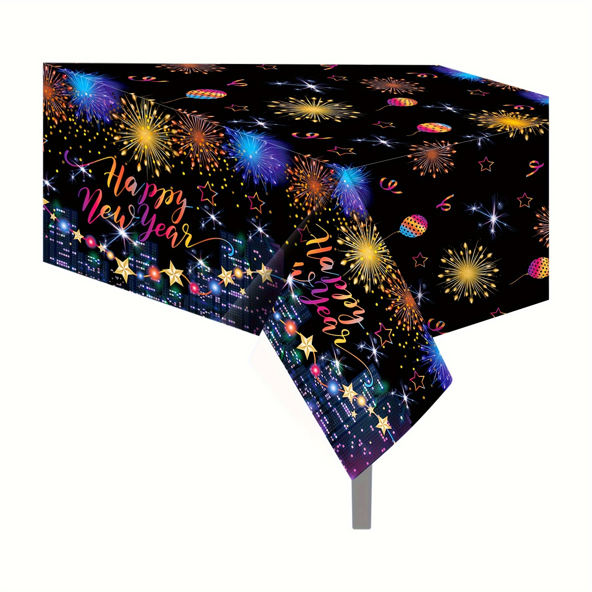 1pc, Nappe De Fête Du Nouvel An, Couverture De Table En Plastique Colorée  Pour Les Décorations De Fête De La Veille Du Nouvel An Heureux, Décoration  De Table, Décoration De Fête, Fournitures