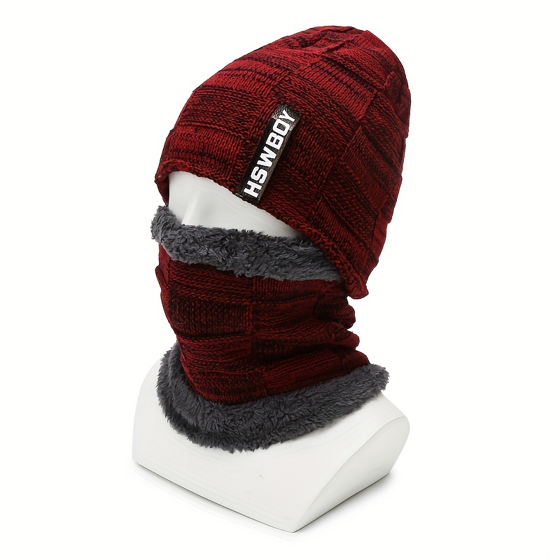 Men Winter Beanie Hats Scarf Set Warm Knit Hats Skull Cap Neck Warmer with  Thick Fleece Lined Winter Hat & Scarf for Women-Blue
