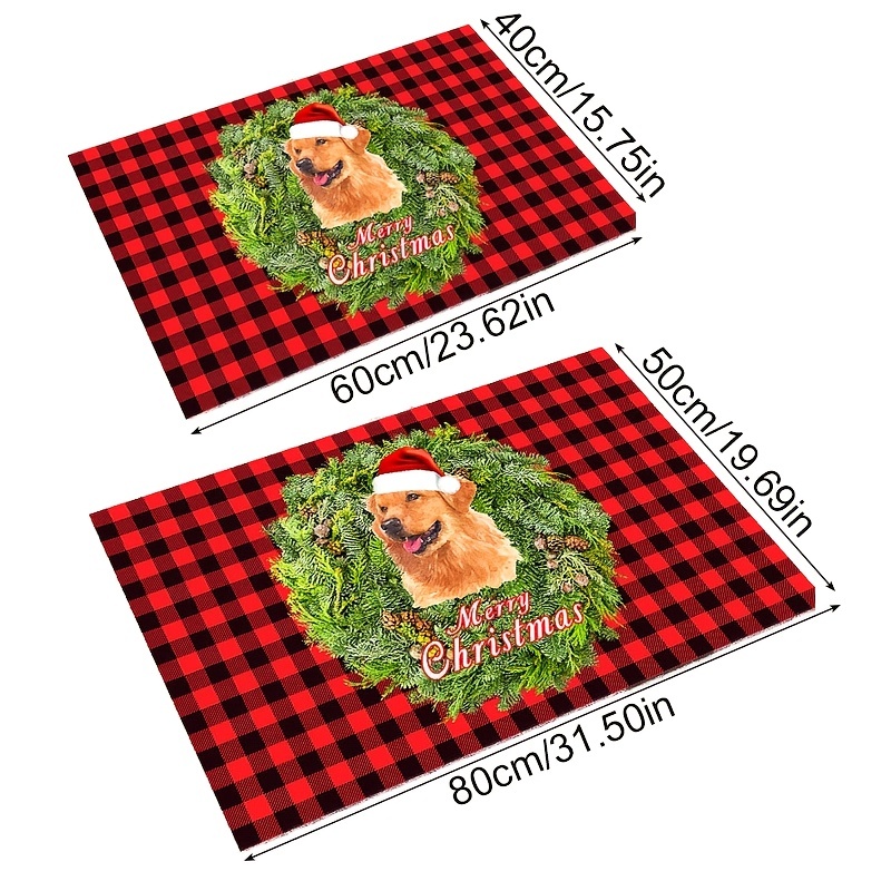 Merry Christmas Winter Red Black Plaid Front Door Mats - Temu Germany