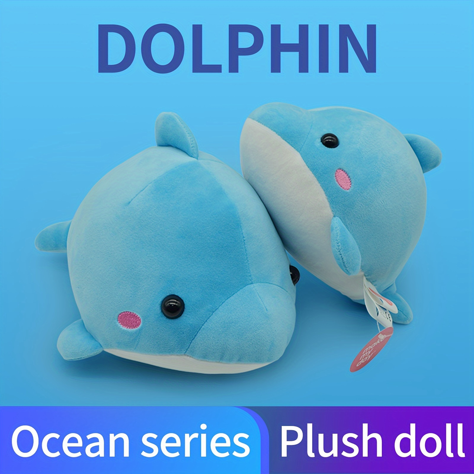 * Brand Ocean Series Plush Toys Cute Version Blue Dolphin Super Soft  Healing Series Toys Gift Necessities Christmas Boutique Gifts Aquarium Oc
