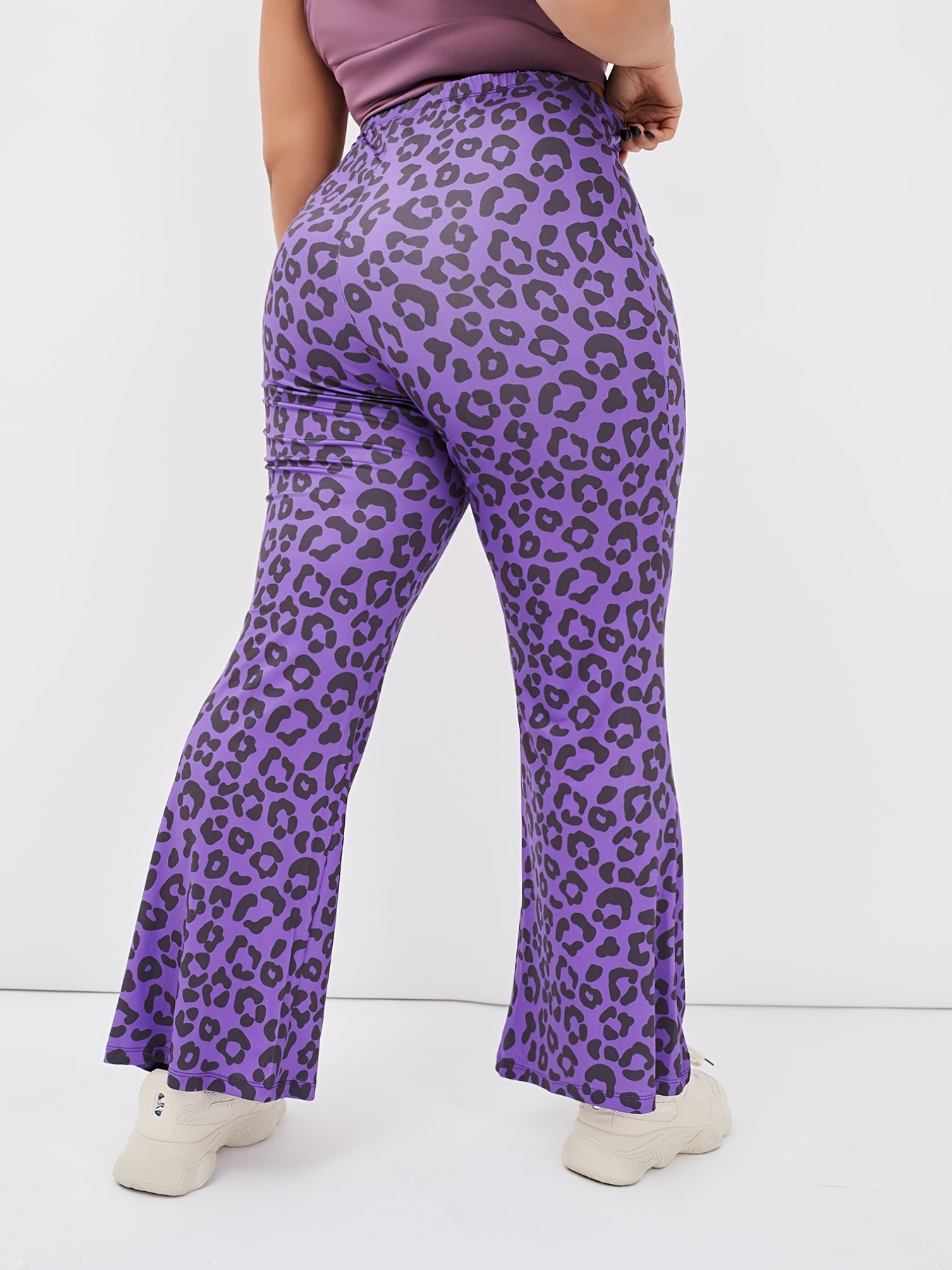 Leopard Print Flare Leggings for Women High Waist Elastic Bell